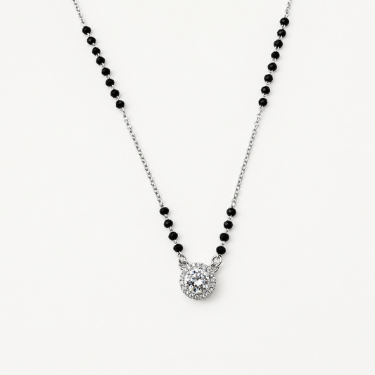 925 Silver Round Single Solitaire Mangalsutra