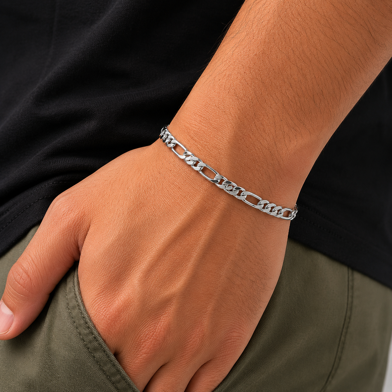 Silver Men Figaro Bracelet