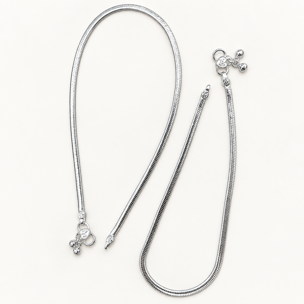 Silver Flat Snake Anklet 2.5mm