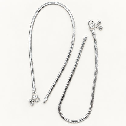 Silver Flat Snake Anklet 2.5mm