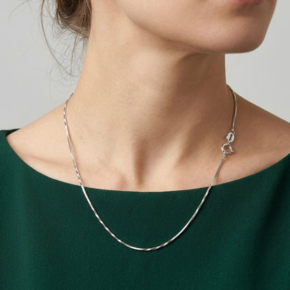 92.5 Pure Silver Rhodium Ladies Chain- Twisted Design - Stylish and Minimal