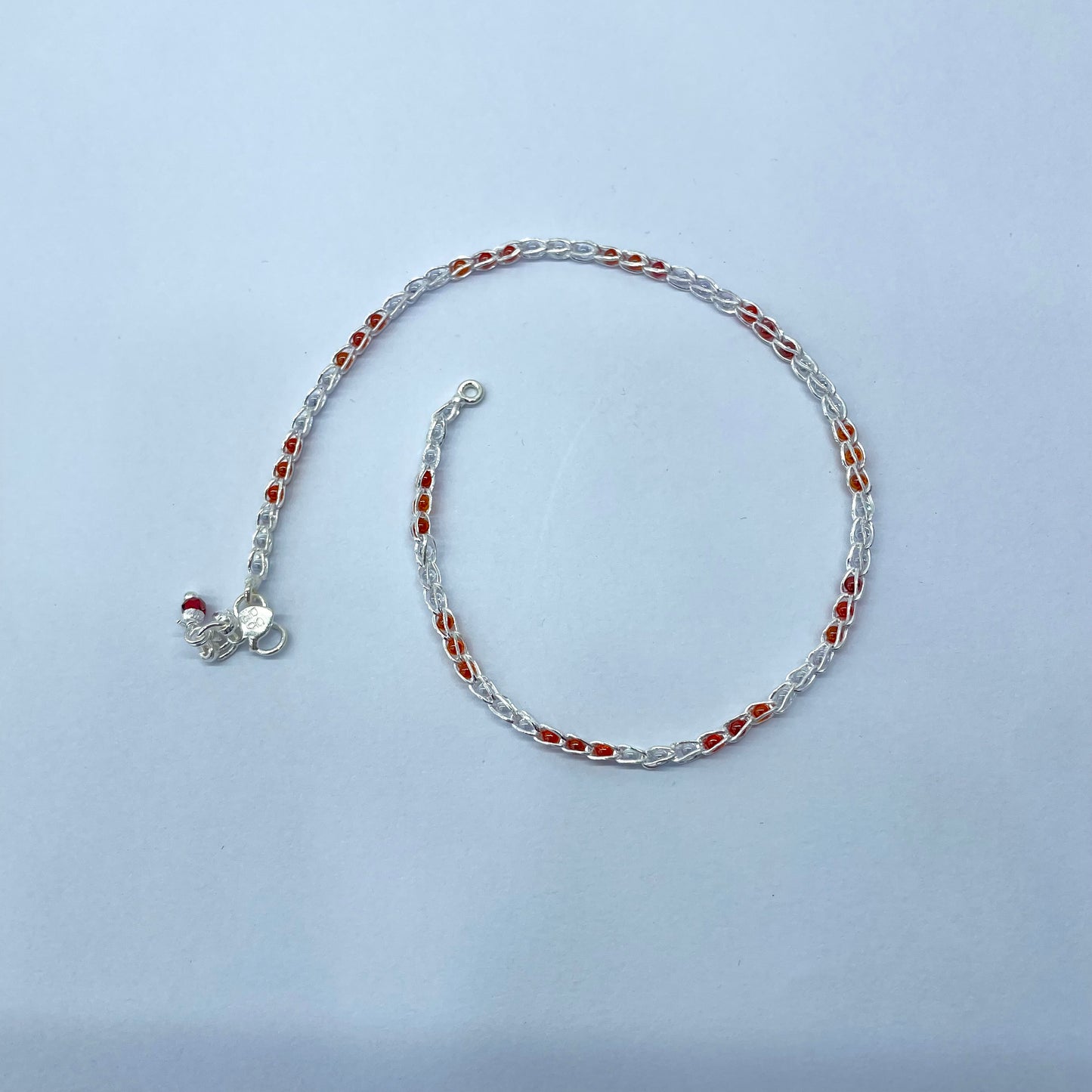 Silver Pinjara Anklet Orange