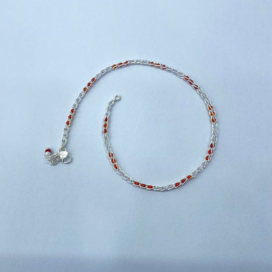 Silver Pinjara Anklet Orange