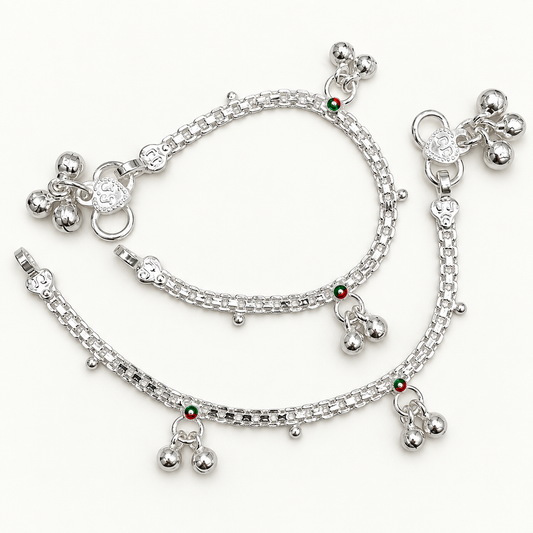 Silver 5.5 inch Fancy Kids Anklet
