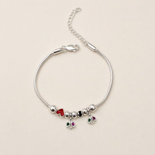Silver Stylish Hanging Charm Ladies Bracelet