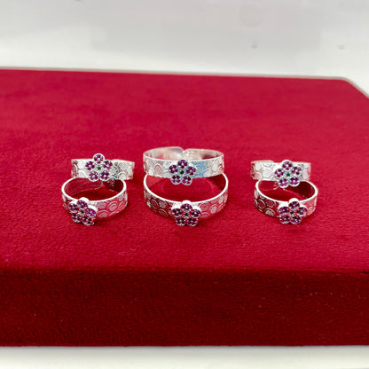 Angutha-Bichhiya Set Pink Flower