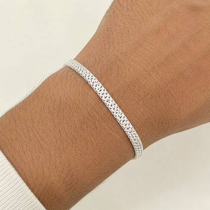 Silver Triple Box Plain Bracelet