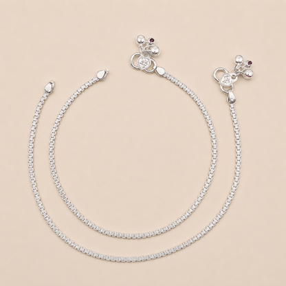 Silver Flat Minimal Anklet for Her