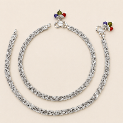 Silver Stylish Chotla Anklet for Women