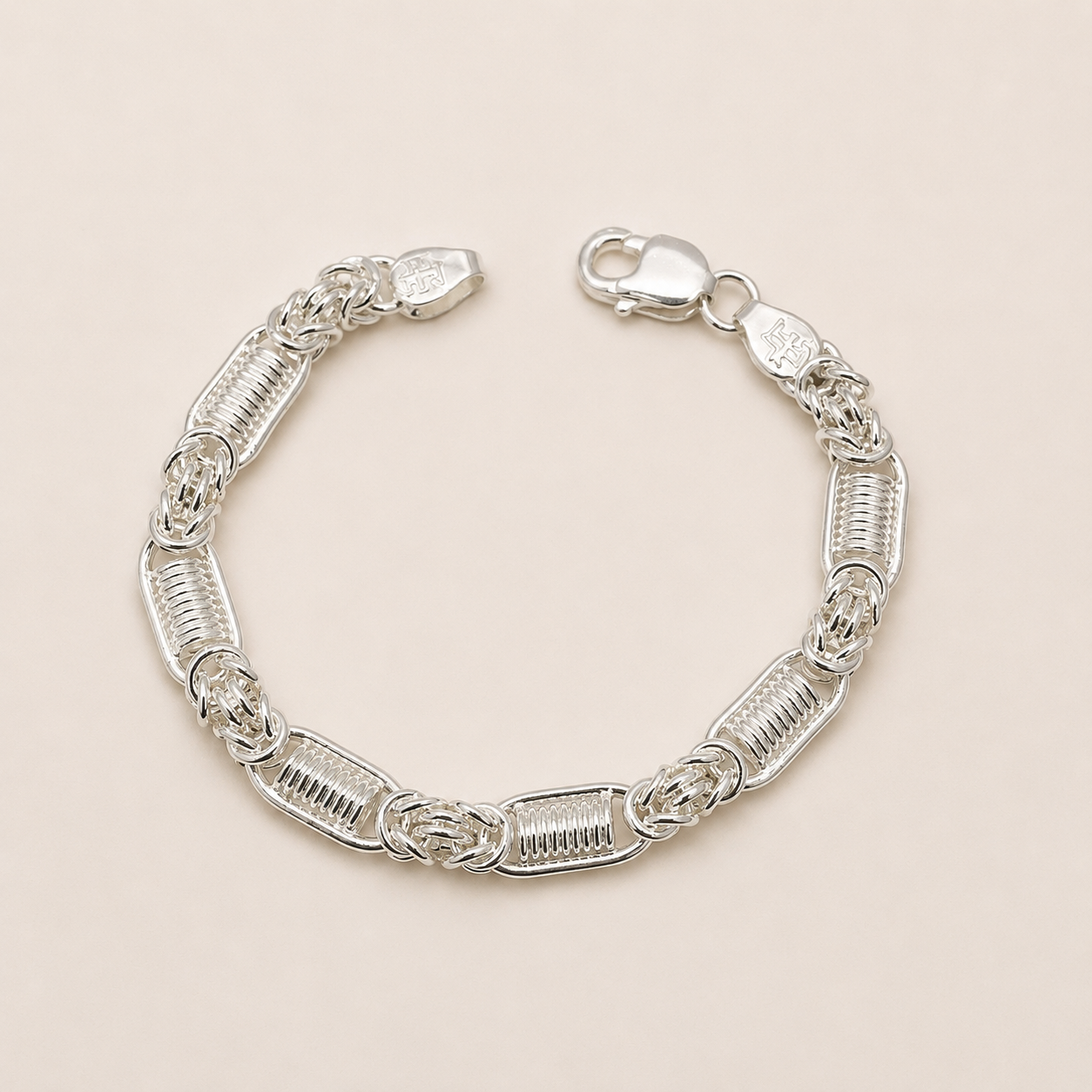 Silver Men Roman Link Bracelet