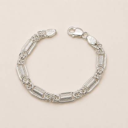 Silver Men Roman Link Bracelet