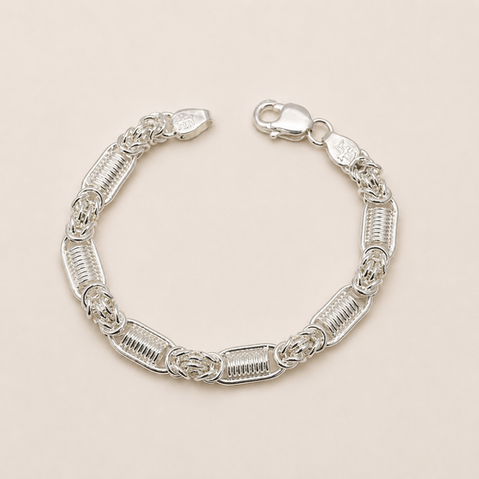 Silver Men Roman Link Bracelet