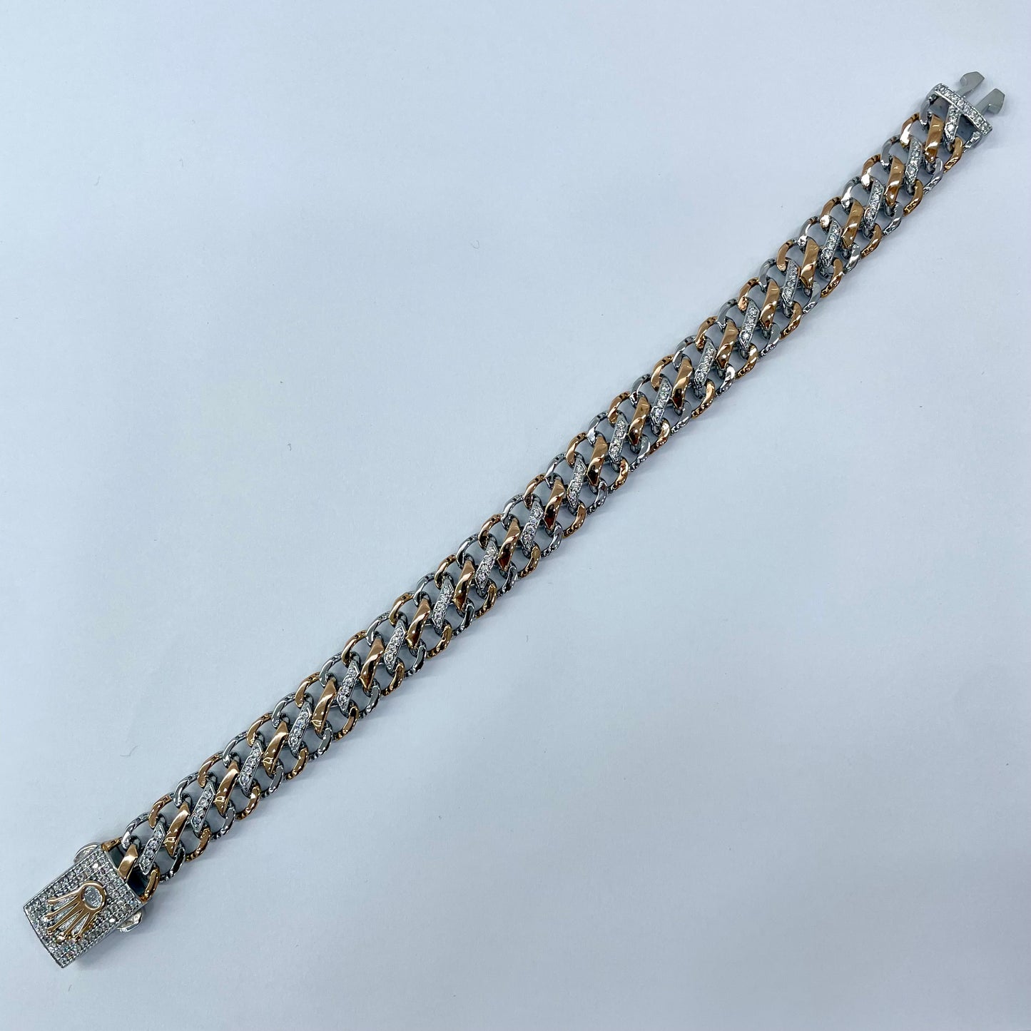 Silver Men Rose Gold Bracelet