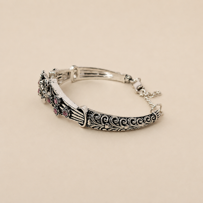 Silver Antique Flower Ladies Bracelet