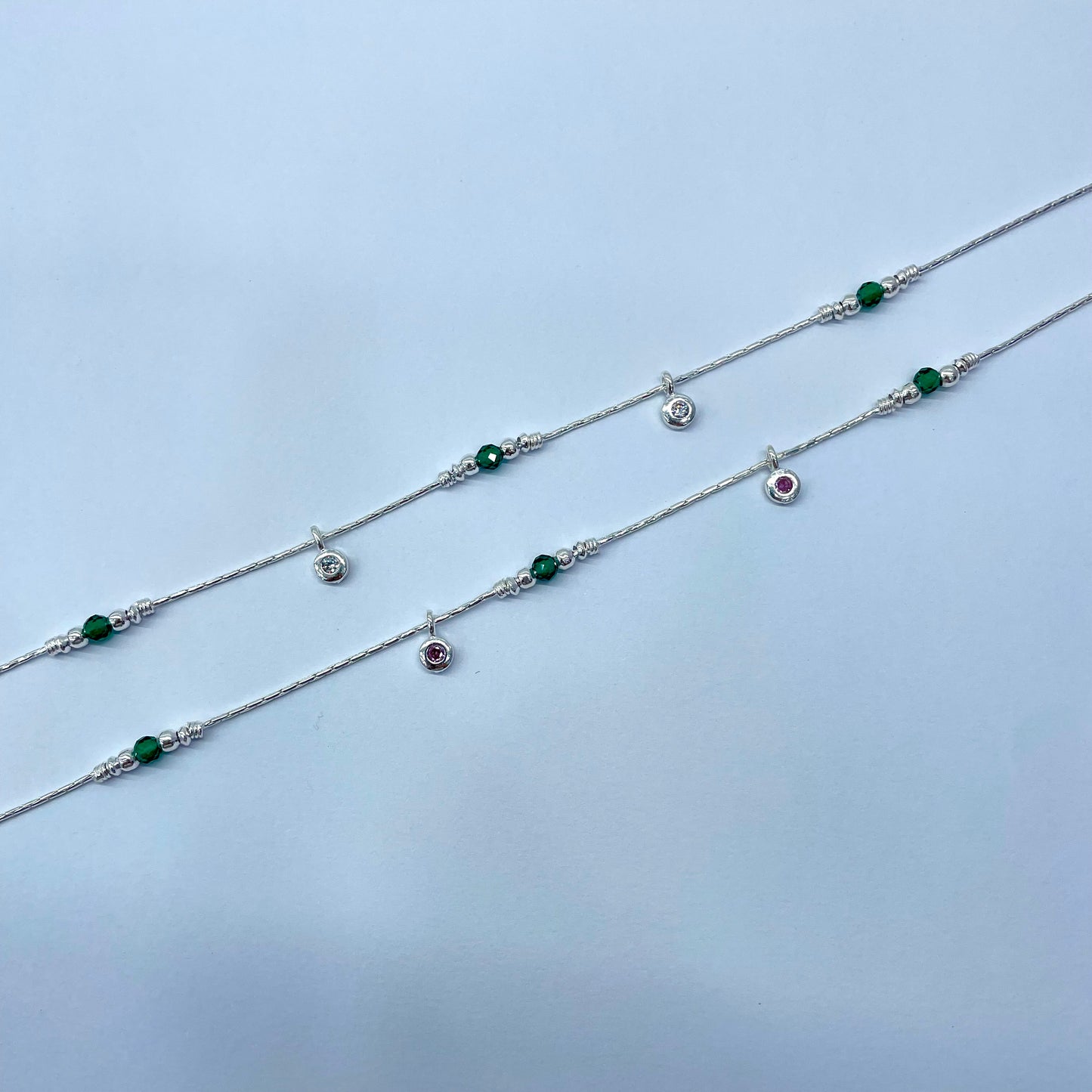 Green Beads Charms Anklet