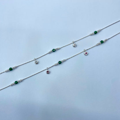 Green Beads Charms Anklet
