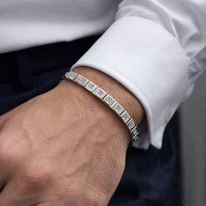Silver Men Rhodium Fancy Bracelet