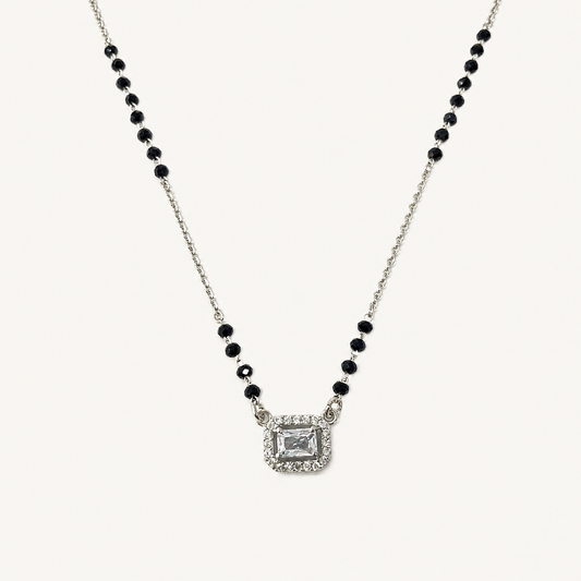 925 Silver Zircon Halo Style Mangalsutra
