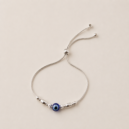 Silver Evil Eye Stylish Adjustable Bracelet