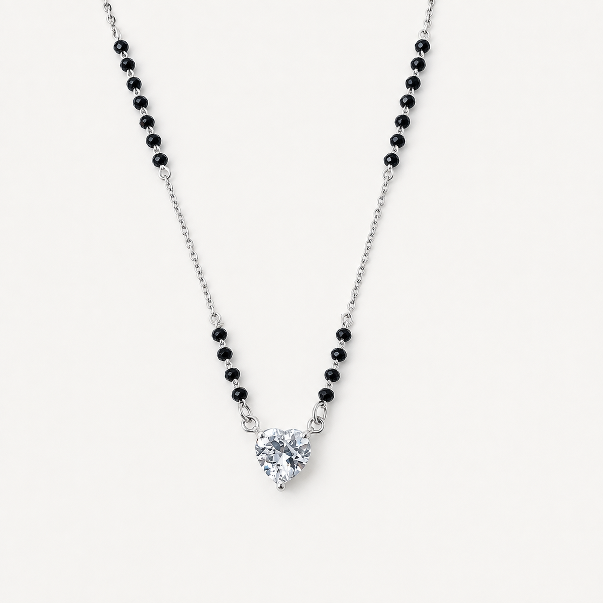 925 Silver Heart Shape Single Solitaire Mangalsutra