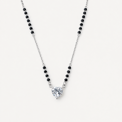 925 Silver Heart Shape Single Solitaire Mangalsutra
