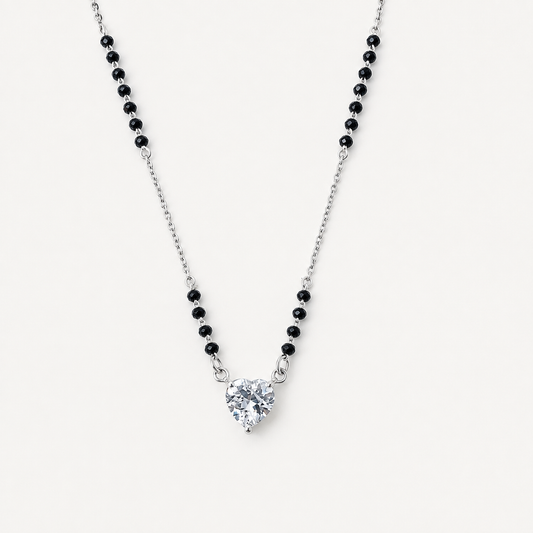 925 Silver Heart Shape Single Solitaire Mangalsutra