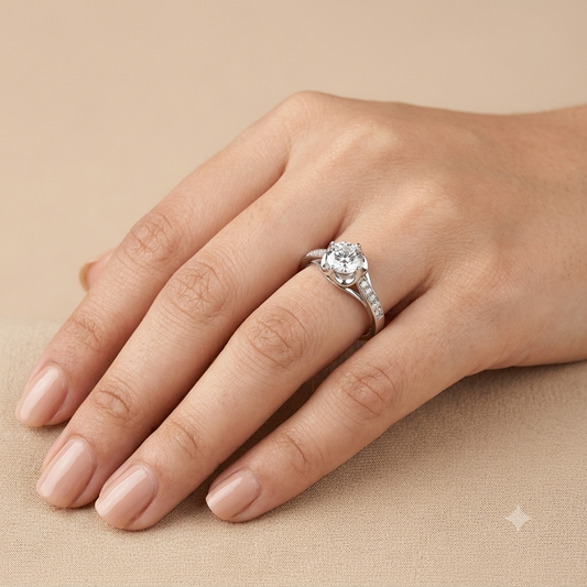 92.5 Pure Silver Designer Solitaire Ring