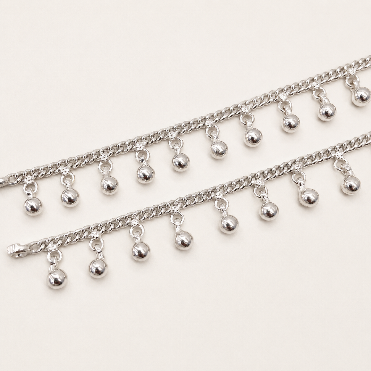 Silver Handmade Ghughru Payal for Kids