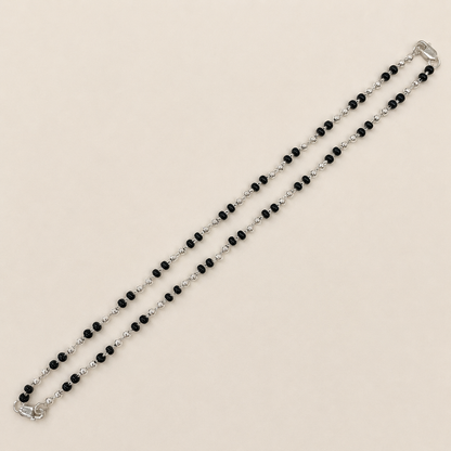Silver Handmade Black and Silver Bead Anklet for her 2-2