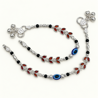 Silver 6.75 inch Evil Eye Kids Anklet