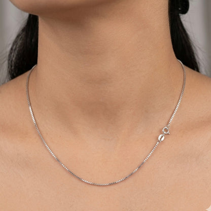 92.5 Pure Silver Rhodium Ladies Chain-Box Chain-Premium and Minimal