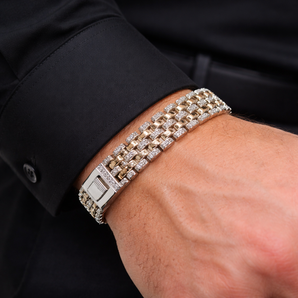 Silver Men Rose Gold Bracelet
