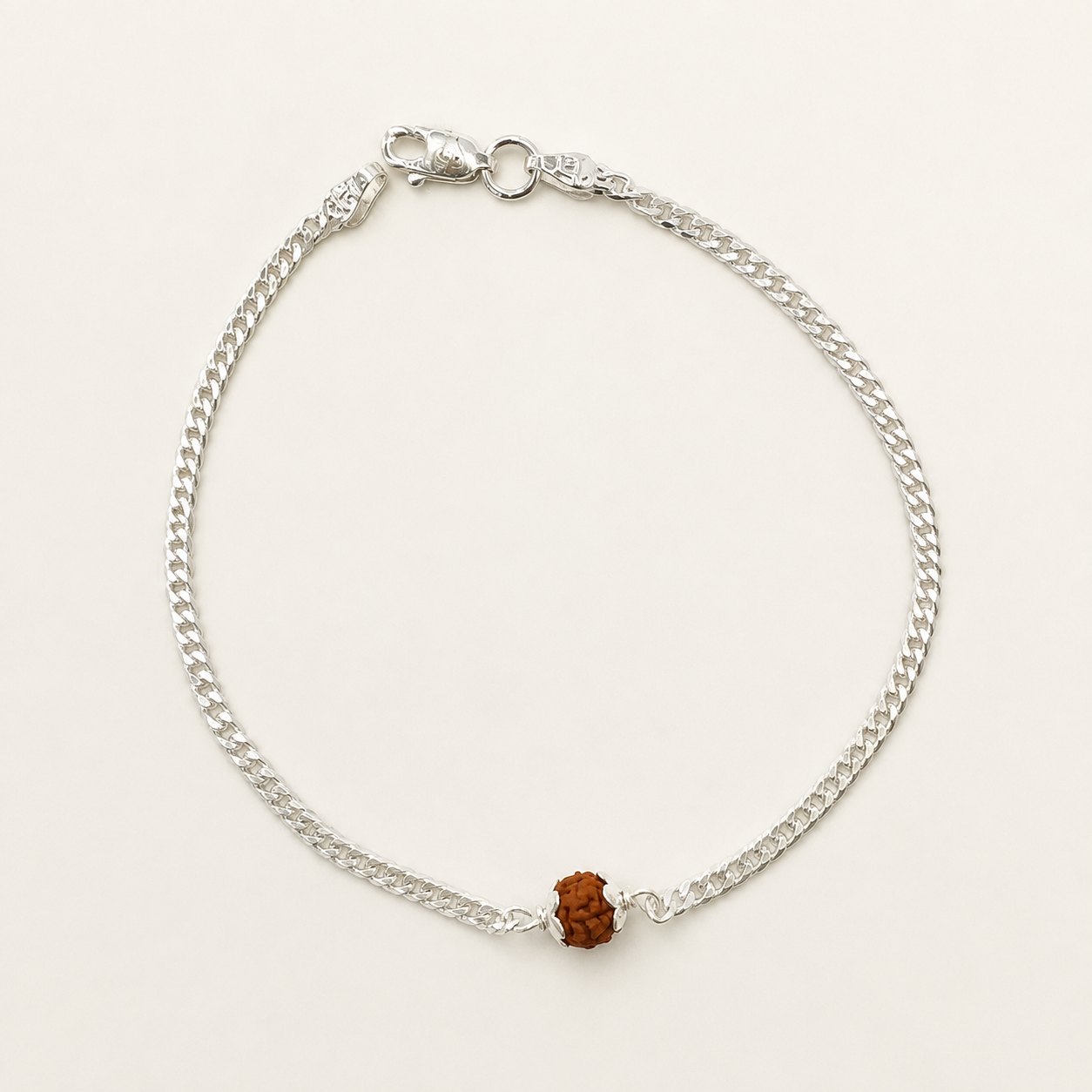 Silver Curb Rudraksh Bracelet