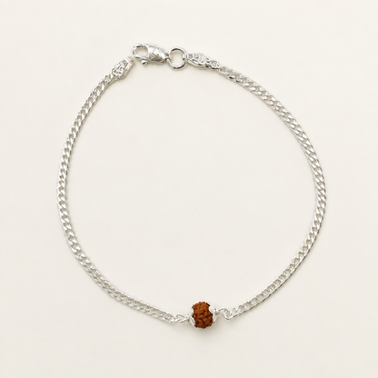 Silver Curb Rudraksh Bracelet