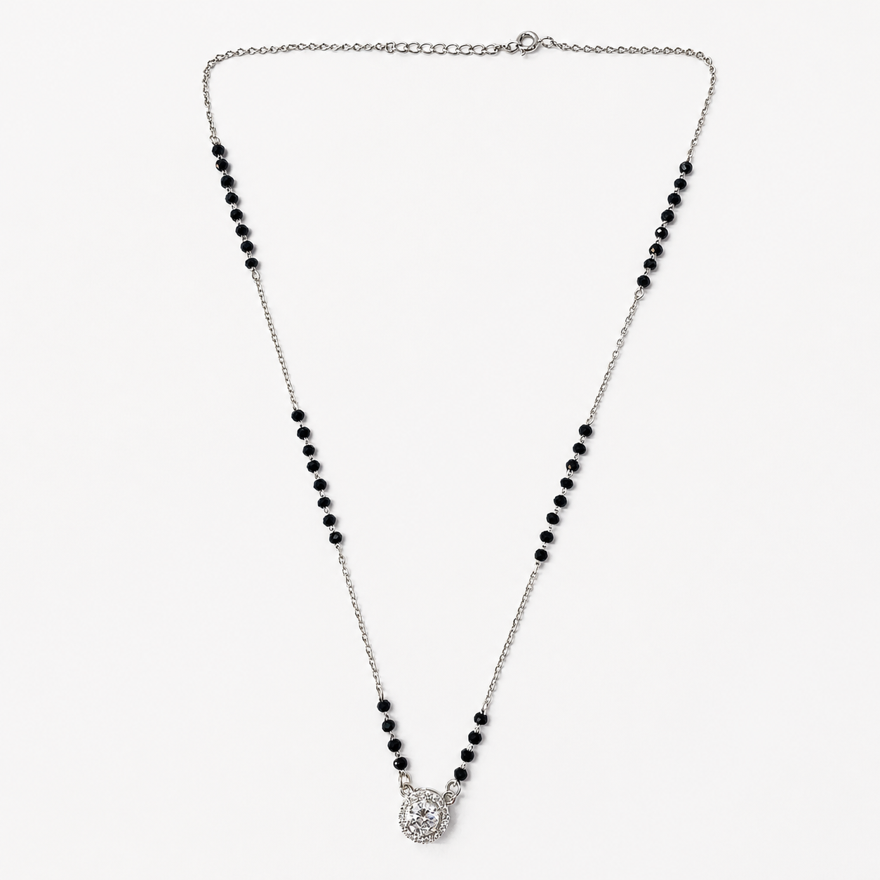 925 Silver Round Single Solitaire Mangalsutra