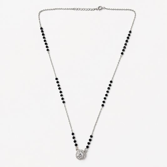 925 Silver Round Single Solitaire Mangalsutra