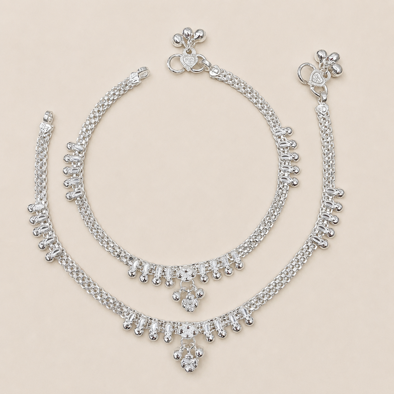 Silver Designer Broad Daily Wear Anklet