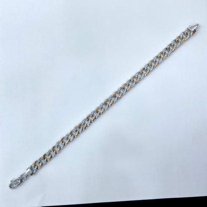 Silver Men Rose Gold Cuban Bracelet