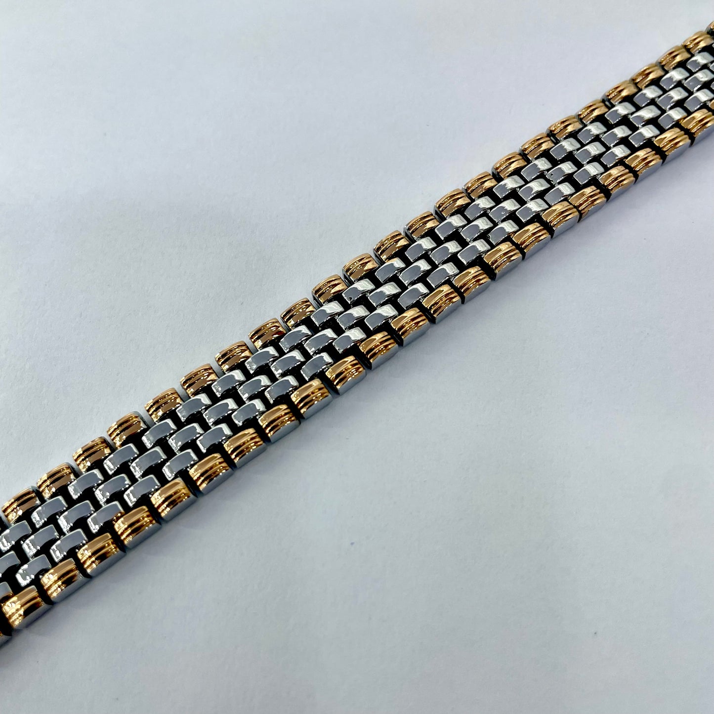 Silver Men Rose Gold Bracelet