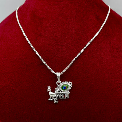 Silver Krishna Morepankh Pendent