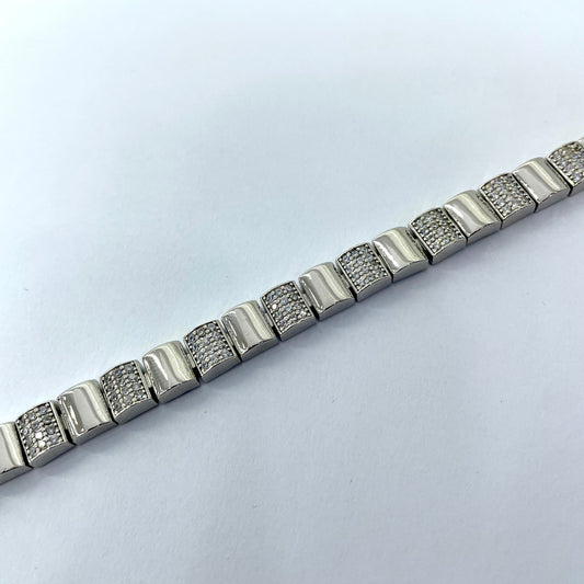 Silver Men Rhodium Fancy Bracelet