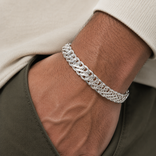 Silver Men Trendy Link Bracelet