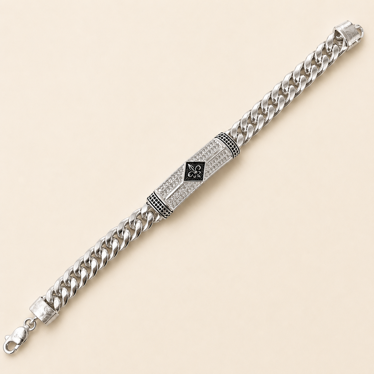 Silver Men Designer Cuban Bracelet