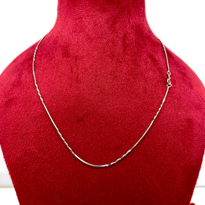 92.5 Pure Silver Rhodium Ladies Chain- Twisted Design - Stylish and Minimal