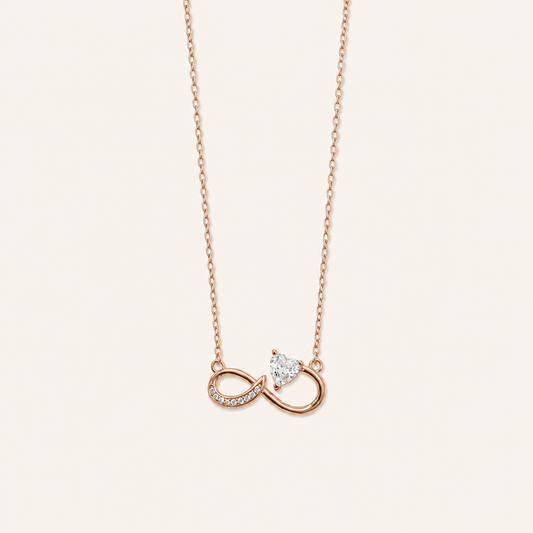 925 Silver Rose Gold Infinity with Hearts Zircon Stone Chain-Pendant