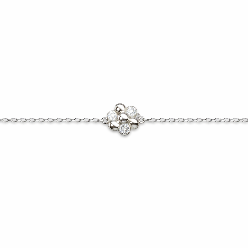 Pure 92.5 Silver Flower Bracelet