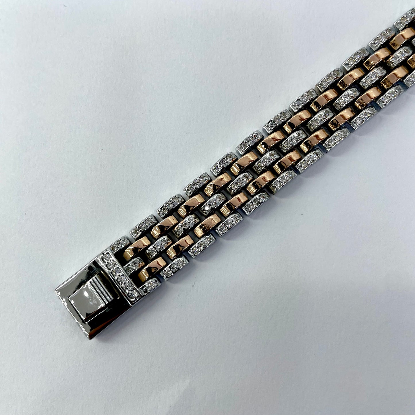 Silver Men Rose Gold Bracelet