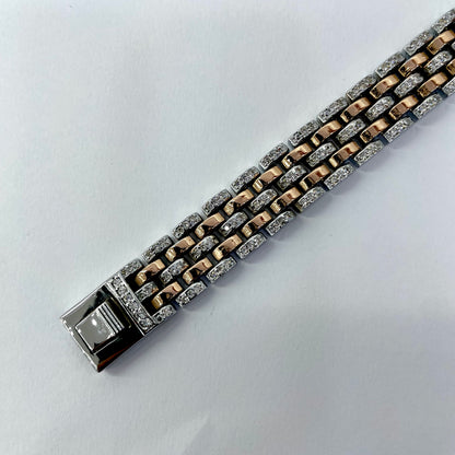 Silver Men Rose Gold Bracelet