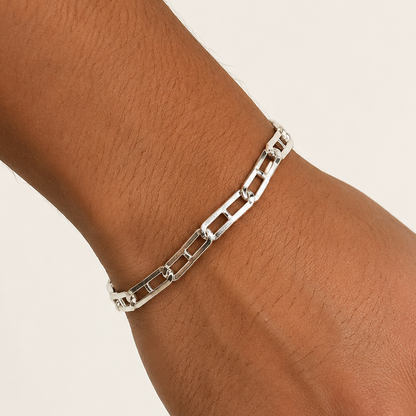 Silver Nawabi Pattern Link Bracelet for Him