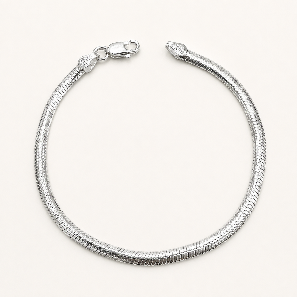 Silver Flat Snake Chain Bracelet
